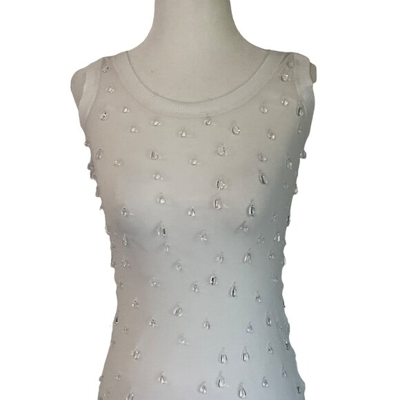 Wiederhoeft Embroidered Long Tank Dress in White 36 New Womens Beaded Runway - Picture 7 of 15